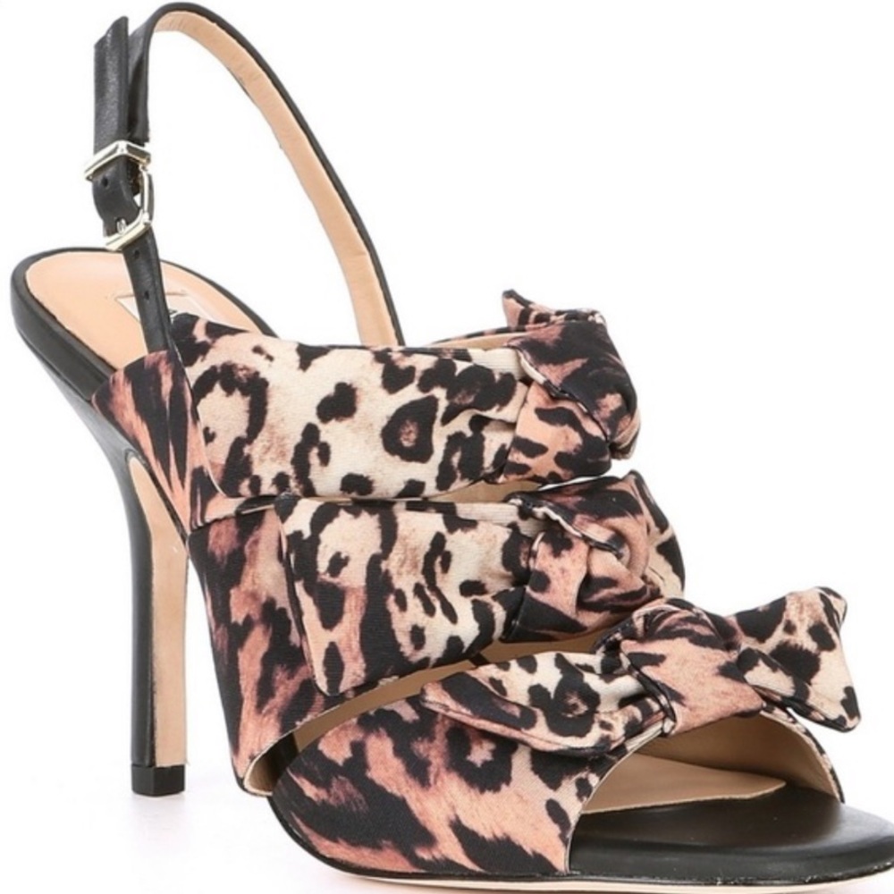 NWT ANTONIO MELANI vilada sling back animal print bow sandals size 6.5
